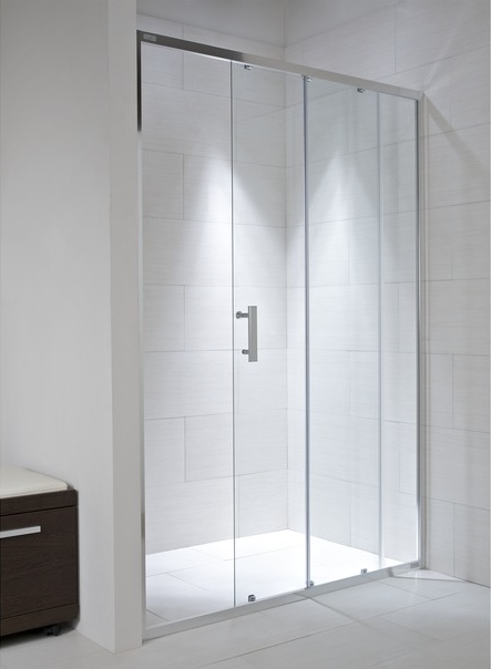 dušas durvis Cubito, 1400 mm, h=1950, spīdīgs sudrabs/caurspīdīgs stikls
